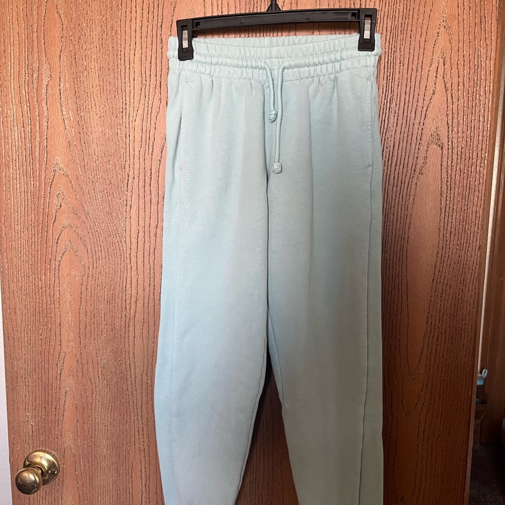 Aritzia TNA Cozy Fleece Light Blue Track Pants